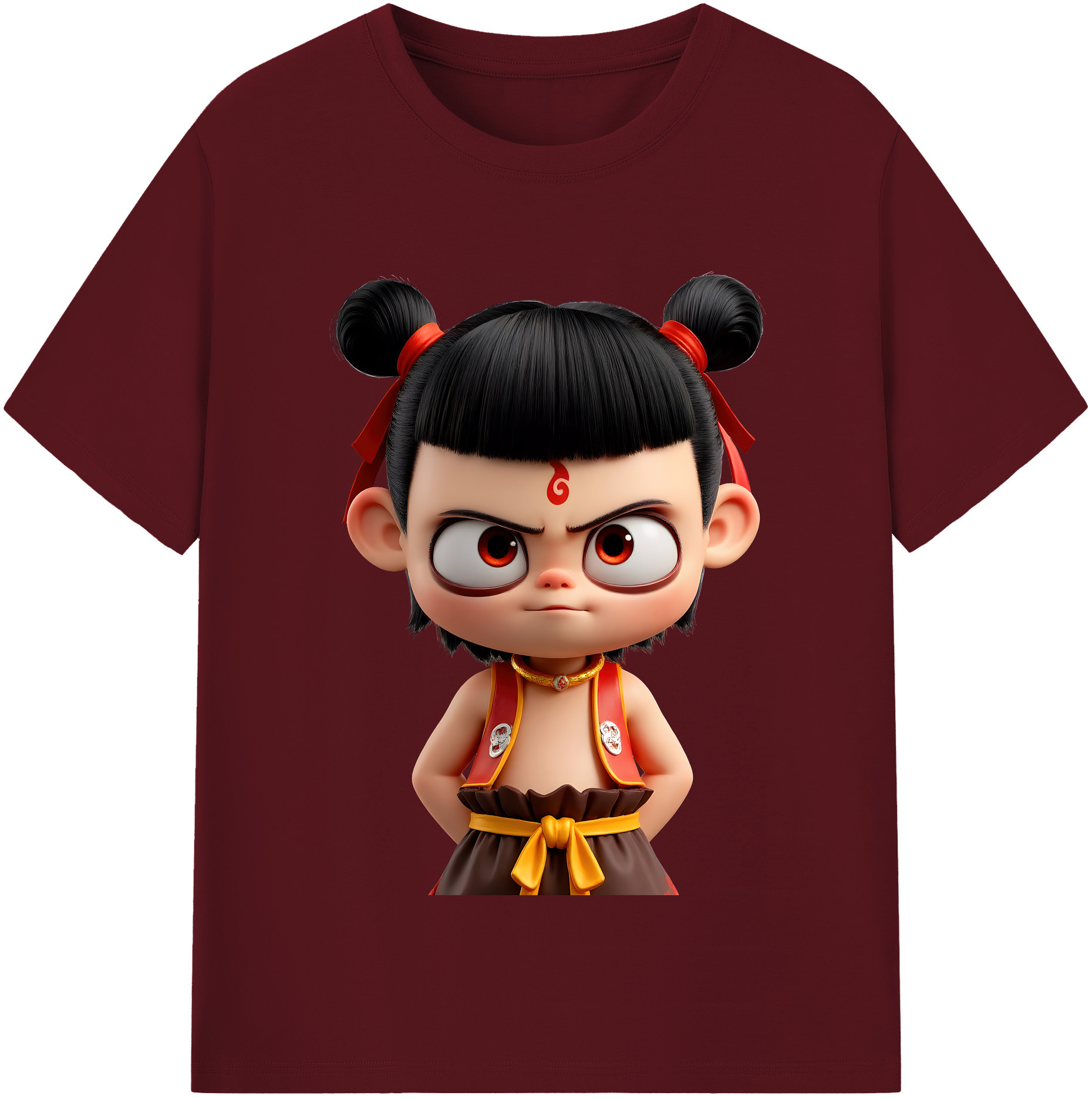 （画像用） Ne Zha 2 ナタ 魔童の大暴れ 綿100％半袖Tシャツ（フロントプリント）